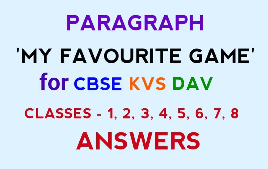 My Favourite Game Paragraph Writing With Answers - Suggestive English ...